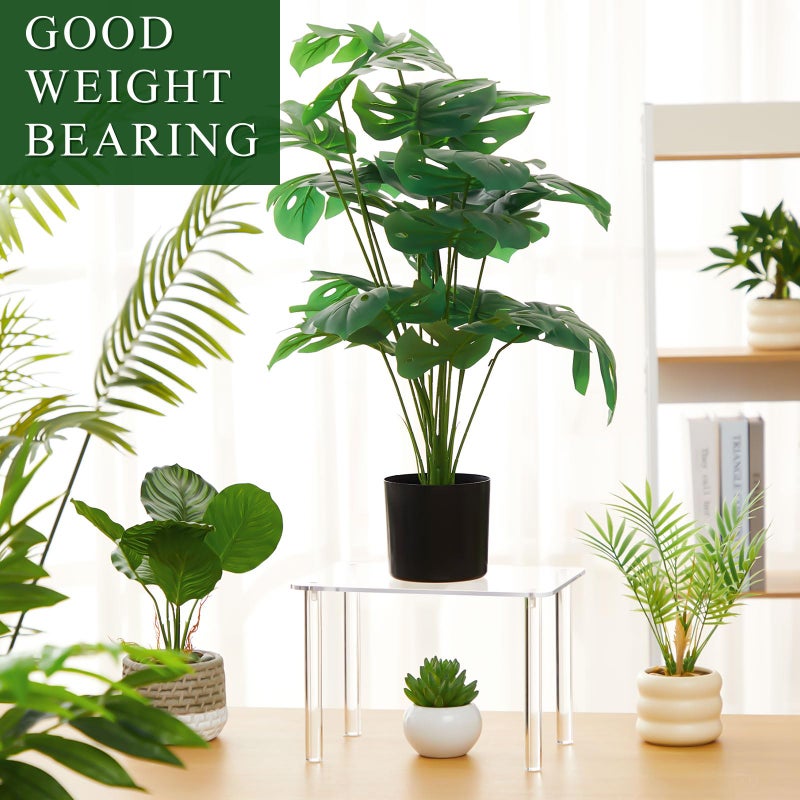 RattanView 1 Pcs 12 Inch Acrylic Risers Display Stands Rectangular 4-leg Acrylic Plant Stand, 6mm Thick Clear Shelf Riser Display Stands for Decor Collectibles Figures and Item Photography - Image 3