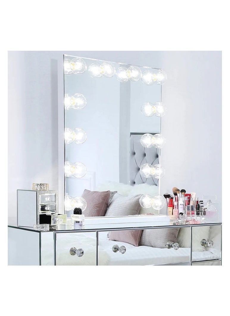 VANITY LIVING - Vanity Mirror with Makeup Lights, Lighted Hollywood Styled Mirror for Dressing Table with 12 Dimmable Detachable LED Bulbs for Bedroom Tabletop and Wall-Mounted - Image 1