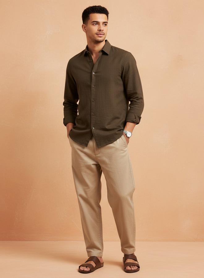 TRULOOM Men Button Down Collar Regular Fit Shirt - Image 2