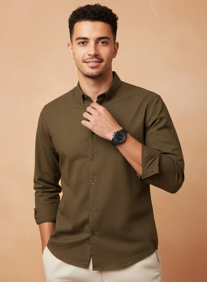 ترولوم قميص بياقة بأزرار وقصة عادية للرجال