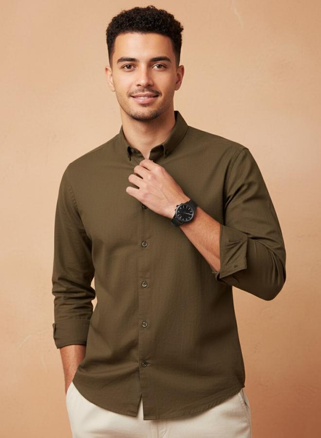 TRULOOM Men Button Down Collar Regular Fit Shirt - Image 1