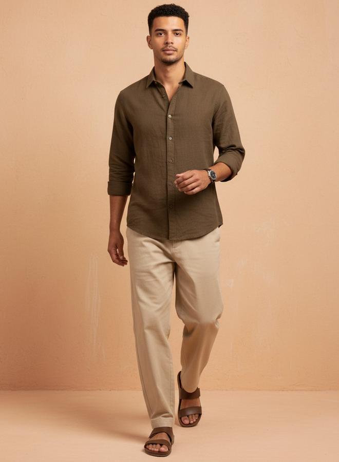 TRULOOM Men Button Down Collar Regular Fit Shirt - Image 4