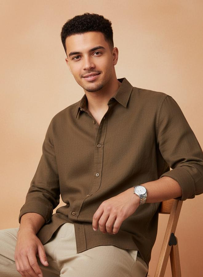TRULOOM Men Button Down Collar Regular Fit Shirt - Image 5