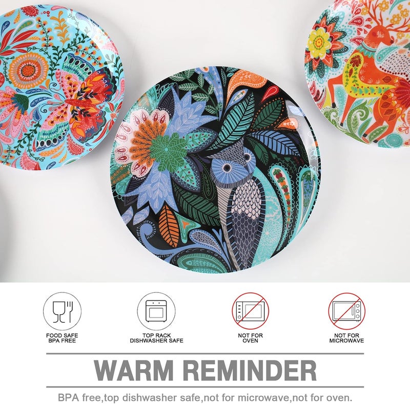 DAPOTO Melamine Plates Set for 4-8 Pcs:Camping Dishes Set with 4 Dinner Plates and 4 Salad Plates.Lightweight and Unbreakable.Indoor and Outdoor Use. - Image 5