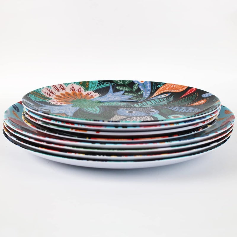 DAPOTO Melamine Plates Set for 4-8 Pcs:Camping Dishes Set with 4 Dinner Plates and 4 Salad Plates.Lightweight and Unbreakable.Indoor and Outdoor Use. - Image 2