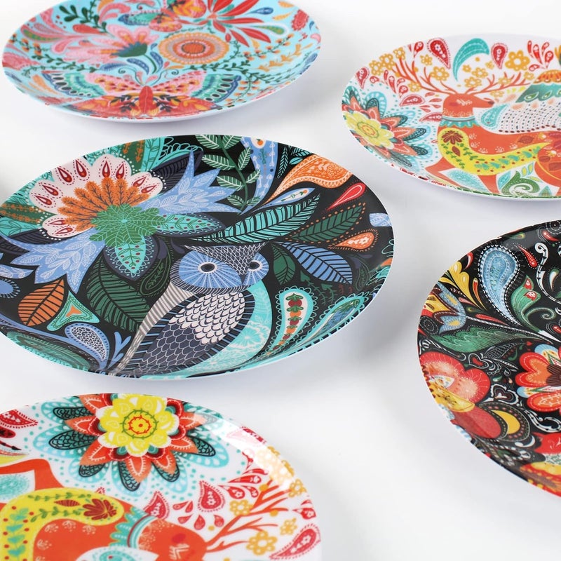 DAPOTO Melamine Plates Set for 4-8 Pcs:Camping Dishes Set with 4 Dinner Plates and 4 Salad Plates.Lightweight and Unbreakable.Indoor and Outdoor Use. - Image 4