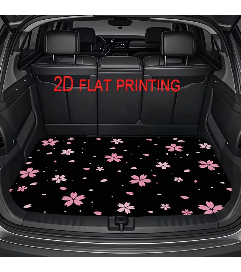 A Durable Universal Car Trunk Mat Floral Print Pattern Suitable For All Vehicles Easy To Clean Compatible With Sedans SUVs And Off Road Vehicles - Image 1