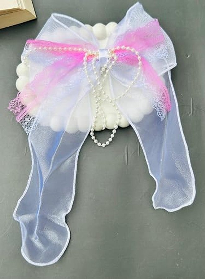 Radhya Accessories 1 Piece Jumbo Organza Hair Bow Clip for Women Bow Clip for Girls White Fairy Hair Bow for Kids Hair Accessories for girls (Design 4) - Image 1