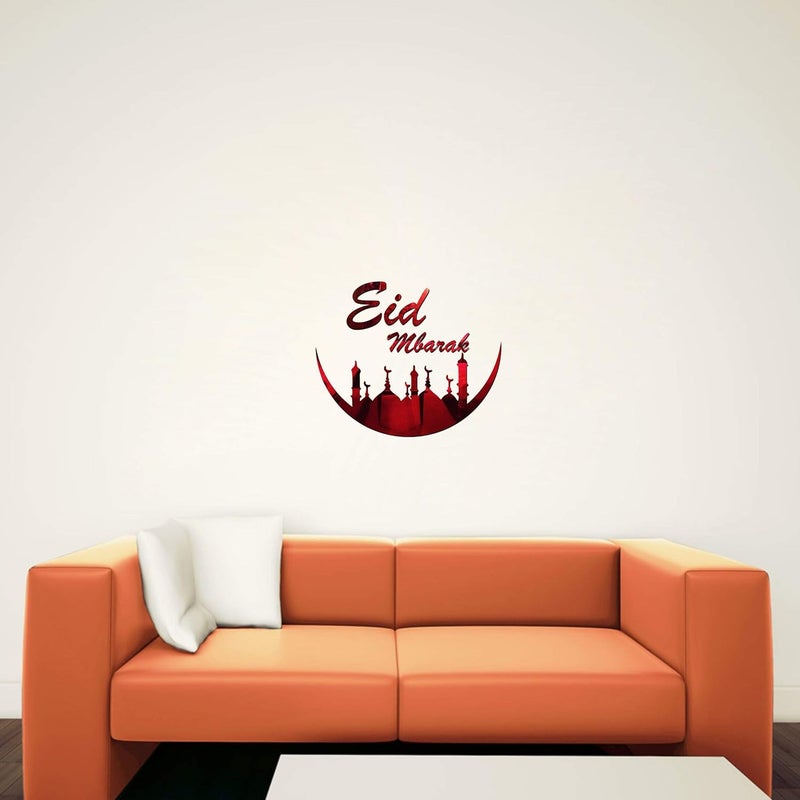 Decor Kafe Acrylic Eid Mubarak 3D Acrylic Mirror Wall Sticker Red - Image 2