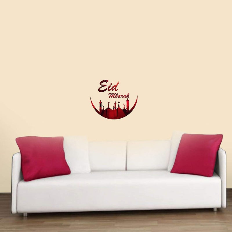 Decor Kafe Acrylic Eid Mubarak 3D Acrylic Mirror Wall Sticker Red - Image 3