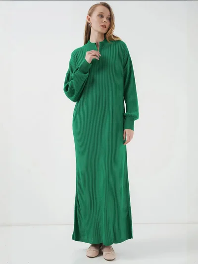 BIG DART BDART Textured Knit Dress with Half Turtleneck and Zipper