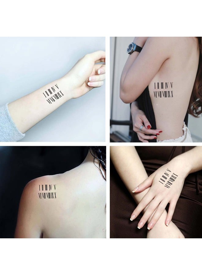 Dopetattoo تاتو مؤقت 6 ورقات للرجال البالغين بأرقام رومانية تاتو مزيف للنساء على الرقبة والذراع والصدر للنساء - Image 4