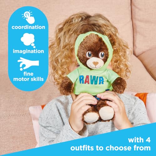 Casdon MINI Build-A-Bear Workshop Green Rawr Toy Clothes Pack. 4 Mix-and-Match Toy Outfits Includes Pajamas, Cute Hoodies, Summer Styles | For Kids Aged 3+. Suitable for 9” MINI Bears ONLY - Image 3