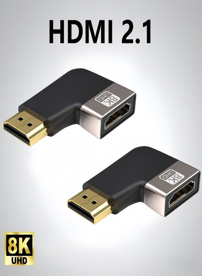 الصفحة الرئيسية محول HDMI 8K الموسع، HDMI 2.1 الإصدار 48Gbps 90 درجة زاوية يسار ذكر إلى أنثى موصل محول موسع يدعم 8K @ 60Hz/4K @ 120Hz، (2 قطعة) - Image 1