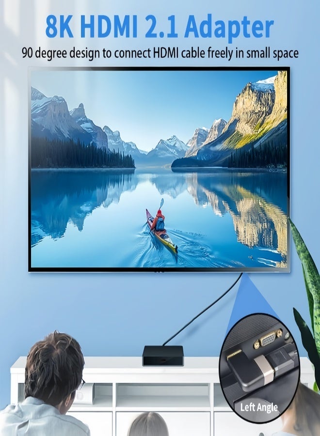 الصفحة الرئيسية محول HDMI 8K الموسع، HDMI 2.1 الإصدار 48Gbps 90 درجة زاوية يسار ذكر إلى أنثى موصل محول موسع يدعم 8K @ 60Hz/4K @ 120Hz، (2 قطعة) - Image 4