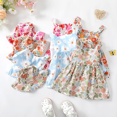 Saeaby Baby Girl Dress Summer Outfits Baby Clothes for Girls 1 Year Old Boho Halter Sleeveless Dresses Blue Daisy Sundress 12-18 Month Girl Clothes - Image 4