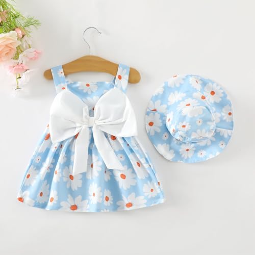Saeaby Baby Girl Dress Summer Outfits Baby Clothes for Girls 1 Year Old Boho Halter Sleeveless Dresses Blue Daisy Sundress 12-18 Month Girl Clothes - Image 3
