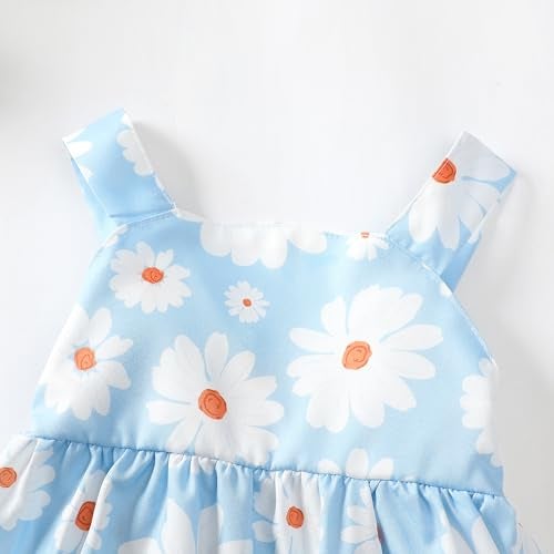 Saeaby Baby Girl Dress Summer Outfits Baby Clothes for Girls 1 Year Old Boho Halter Sleeveless Dresses Blue Daisy Sundress 12-18 Month Girl Clothes - Image 5