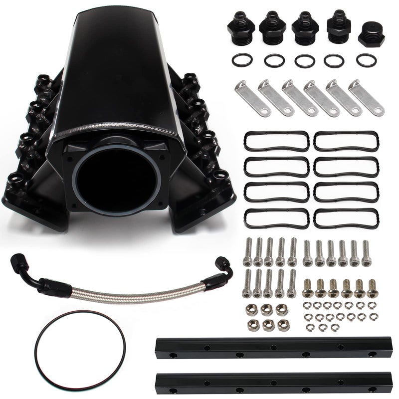 YESHMA For LS LS1 LS2 LS6 Intake Manifold Compatible with Chevy 48L 53L 57L 60L 92MM Black