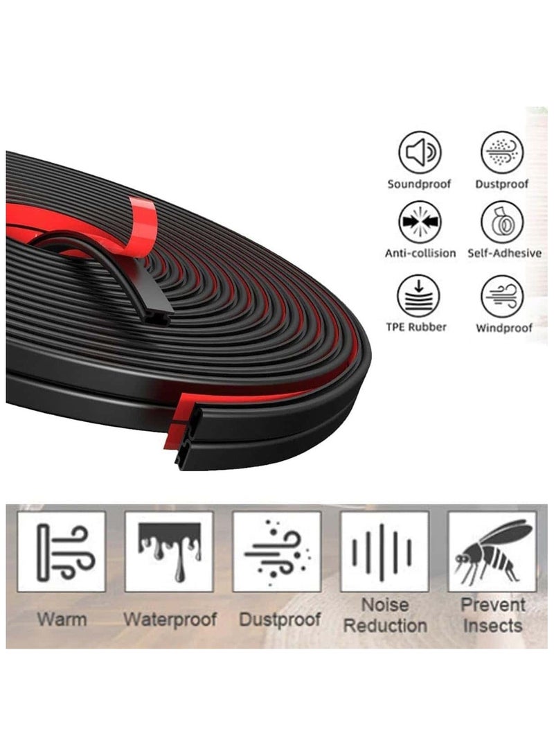Anmi 6m Door Seal, Self-adhesive Door Seal Strip, Soundproof Seal for Windows(Black) - Image 2