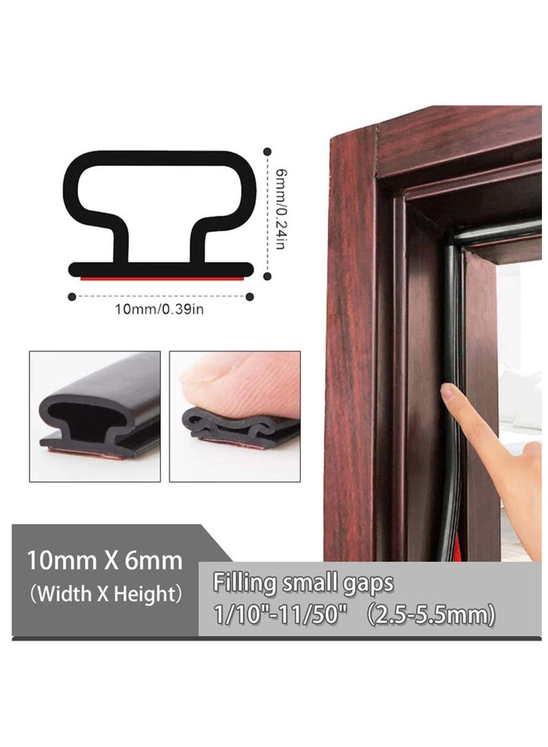 Anmi 6m Door Seal, Self-adhesive Door Seal Strip, Soundproof Seal for Windows(Black) - Image 3