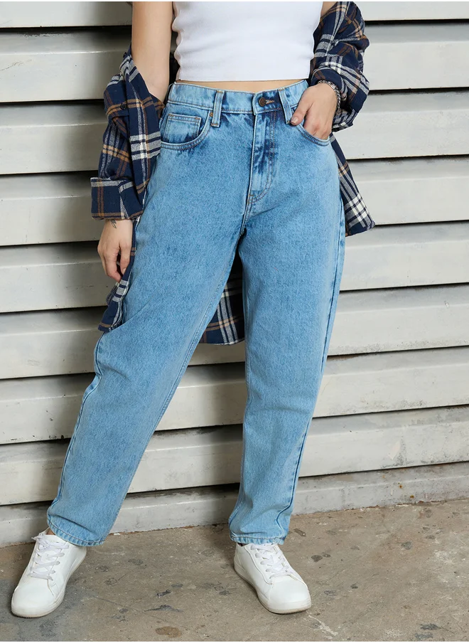 هاي ستار High Rise Mid Wash Regular Fit Jeans