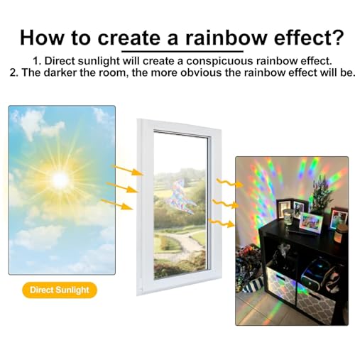SHAWULA 72Pcs Birds Window Stickers Prevent Birds from Hitting Windows, Rainbow Sun Catcher Stickers No Glue Required, Non-Adhesive Reusable Vinyl Rainbow Stickers - Image 5