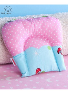 babyhug Babyhug Cotton U-Shaped Pillow, Parkland Print, Blue & Pink - Comfortable Head Support, Prevents Flat Head Syndrome, 22x18x6cm, 0-6 Months 