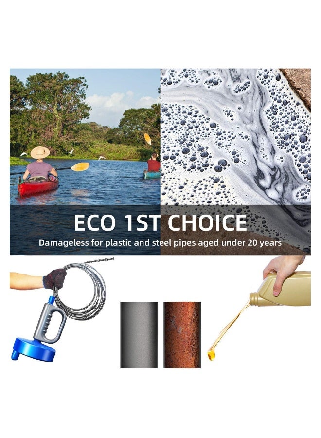 ثعبان السباكة لإزالة انسداد الأحواض، أداة تنظيف الأنابيب ذات المتانة العالية مع قفازات عمل، منظف مجاري الأنابيب لحوض الحمام والمطبخ، مصرف الدش، والصرف الصحي - Image 5