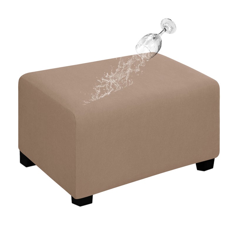 غطاء أوتومان قابل للتمدد ومقاوم للماء 100 مزدوج لكرسي التخزين القابل للطي واقي للأثاث ناعم بغطاء منزلق لغرفة المعيشة مع قاعدة مرنة كبير لون جمل