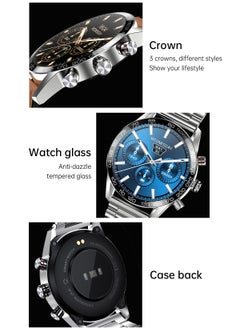 LIGE 1.39" HD IPS Screen Smart Watches for Men's Sports Bluetooth Call Waterproof Smartwatch Leather Brown Strap with Black Dial  - Image 3