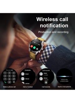 LIGE 1.39" HD IPS Screen Smart Watches for Men's Sports Bluetooth Call Waterproof Smartwatch Leather Brown Strap with Black Dial  - Image 5
