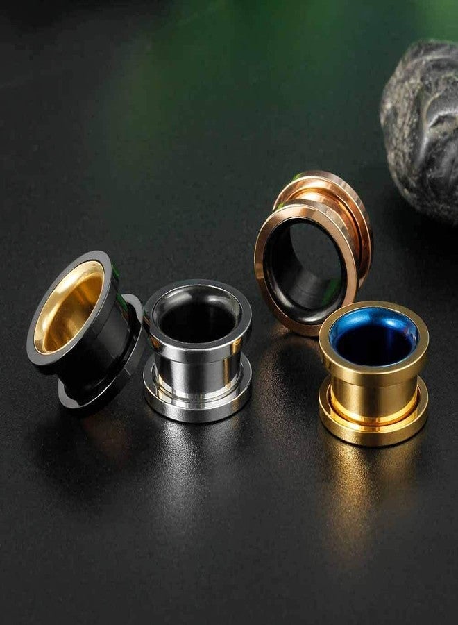 COOEAR Ear Gauges Screw Surgical Steel Plugs, Flesh Stretchers Earrings, Size 2g to 30mm Colorful Tunnels., 00g(10mm), Metal - Image 4