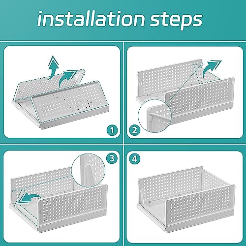 HOLLIO Foldable and Stackable Clothes Organizer for Wardrobe Cupboard Closet Organizer Drawer Organizer Multi Purpose Plastic Storage for Shirts Tops - Image 5