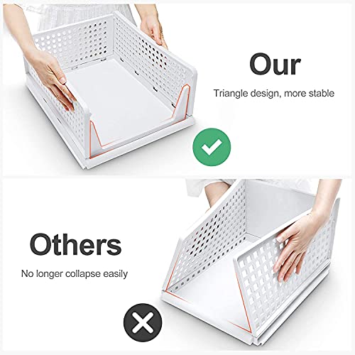HOLLIO Foldable and Stackable Clothes Organizer for Wardrobe Cupboard Closet Organizer Drawer Organizer Multi Purpose Plastic Storage for Shirts Tops - Image 3