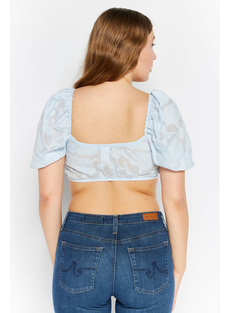 Women Off Shoulder Neck Short Sleeve Floral Top, Light Blue - pzsku/ZA15E2982BF050263D355Z/45/_/1737381939/e20e00ef-ca21-4af4-b788-c12113c8cafb