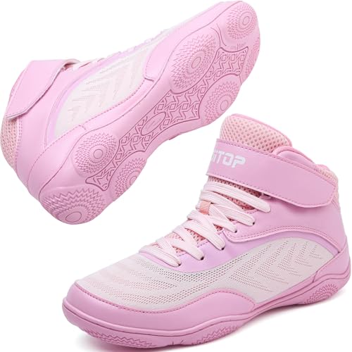 ziitop Kids Wrestling Shoes Youth Boys Girls Youth Boxing Shoe Barefoot Hiking Boots Lightweight Breathable Zero Drop Non Slip Pink - Image 1