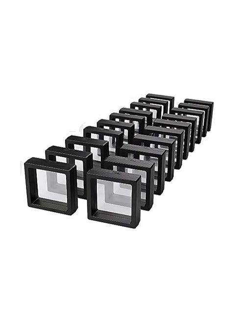 Black 3D Floating Frame Display Holder Stands, 20 PCS Coin Display Case, 2.8 x 2.8 x 0.8 inch Silicone Coin Frame, 3D Floating Jewelry Frame for Challenge Coins