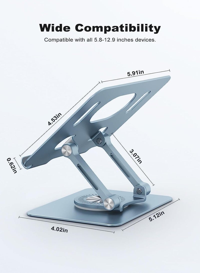 Premium 360 Degree Rotating Adjustable Portable Tablet Stand with Heavy Duty Metal Base Compatible with iPad and All Generations (Grey)