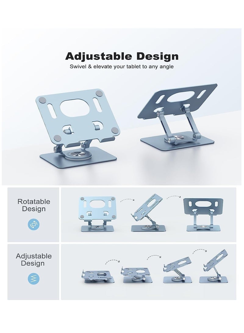 Premium 360 Degree Rotating Adjustable Portable Tablet Stand with Heavy Duty Metal Base Compatible with iPad and All Generations (Grey)