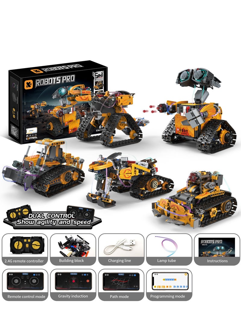 Robot Building Kit App Remote Control Robot Toys for Kids  5 in 1 High Tech Remote Control Building Block Robot  Creative Gift for Aged 6 7 8 9 10 11 12+ Kids Boys  Girls - Image 5