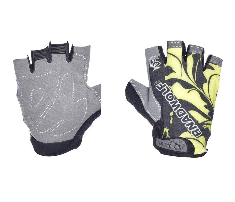 IRIS Half Finger Antiskid Cycling Gym Fitness Riding Climbing and Tracking Cross fit Driving Sports Breathable Wolf Head Gloves (Green) - Image 4