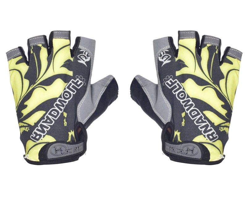 IRIS Half Finger Antiskid Cycling Gym Fitness Riding Climbing and Tracking Cross fit Driving Sports Breathable Wolf Head Gloves (Green) - Image 1