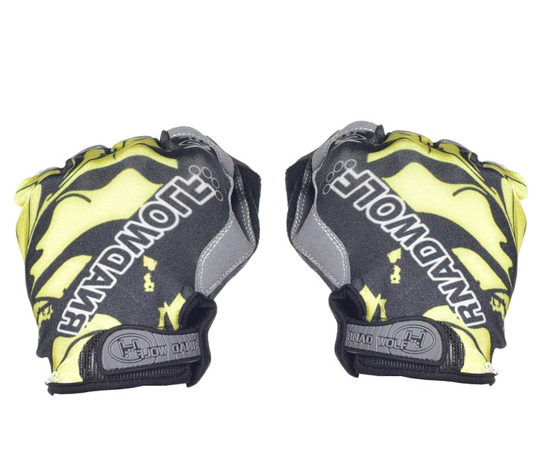 IRIS Half Finger Antiskid Cycling Gym Fitness Riding Climbing and Tracking Cross fit Driving Sports Breathable Wolf Head Gloves (Green) - Image 2