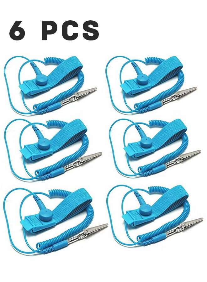 6 PCSStatic Ring Antistatic Wrist Strap Wired Anti-static Wrist Strap Anti-static Bracelet Static Belt Wrist Strap Adjustable Esd Wrist Band Fits for Working On Sensitive Electronic Devices  - Image 1