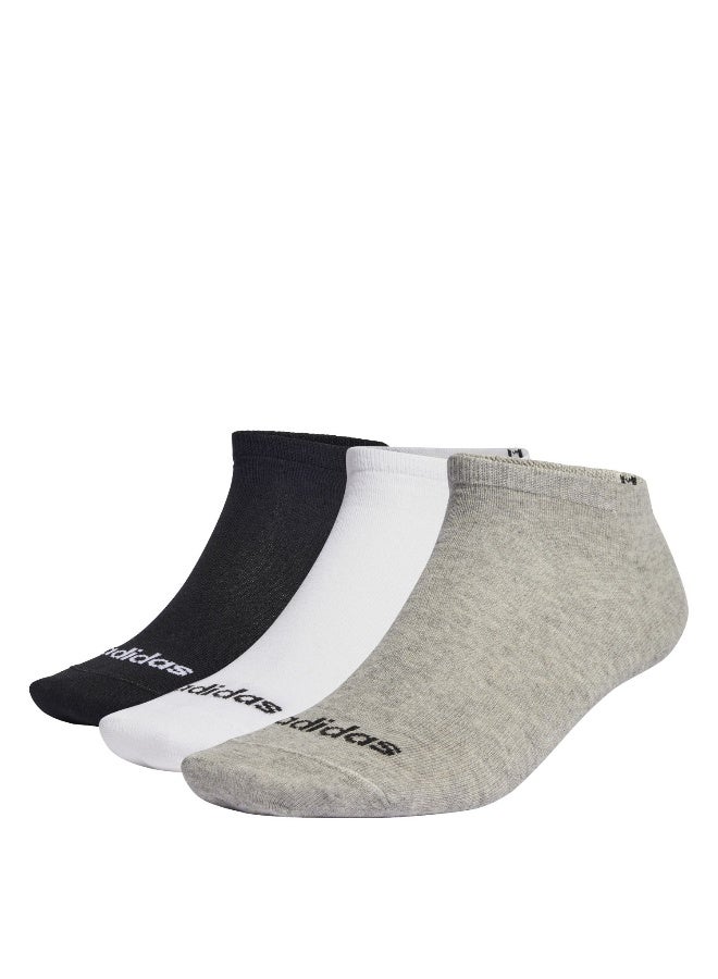 Adidas T Lin Low 3P Grey Training Socks For Unisex 10K - 11.5K