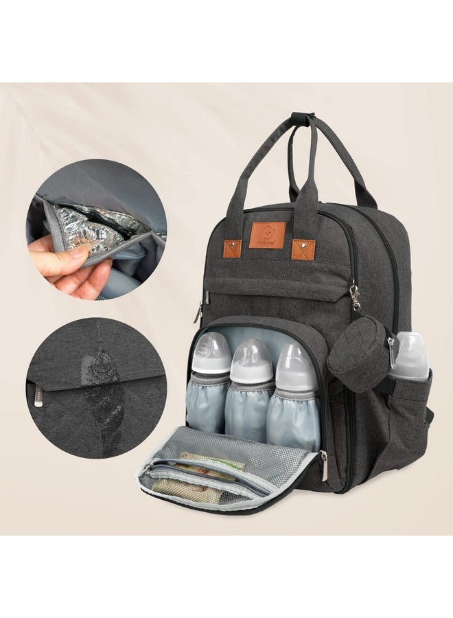 KeaBabies Diaper Bag Backpack Baby Diaper Bag Large Baby Diaper Bags For Baby Boy Girl Baby Diaper Bag With Changing Station Diaper Mat Baby Bag For Boys Girls Dad Diaper Bag (Charcoal) - Image 3