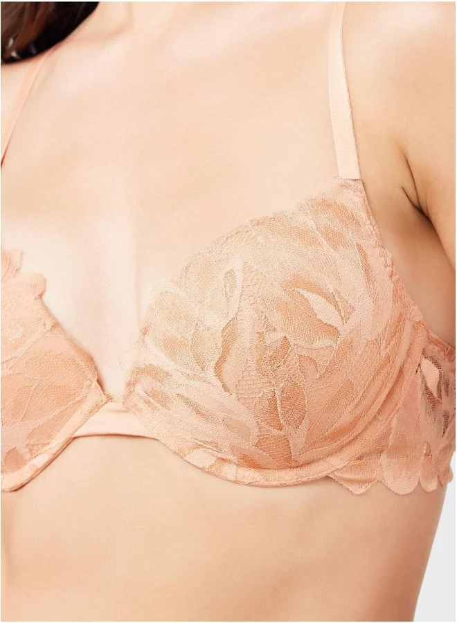 لا سينزا Lace Detail Plunge Neck Bra