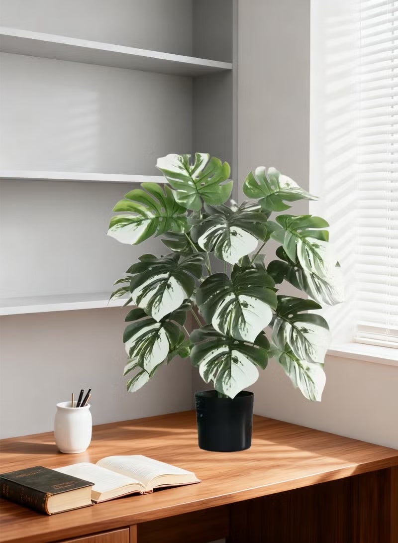 CIMIA Artificial Tropical Rainforest Plants , 70 cm Tall, Faux Tropical Leaves with Black Planter - Image 3