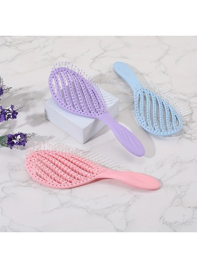 Pink Wing Shaped Hollow Detangling Hair Brush Nylon Bristle For Normal Hair Wet Dry Use - Image 1